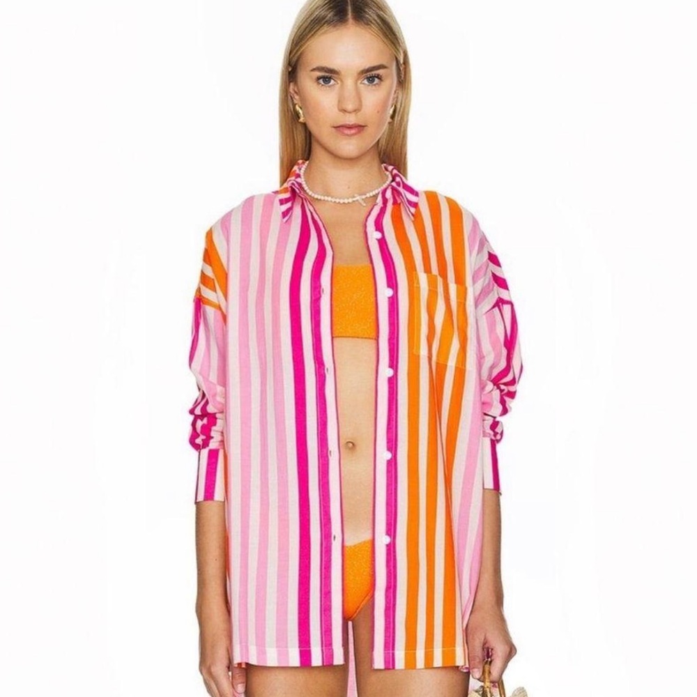 Beach Riot Alexa Striped Cotton Button Down Shirt